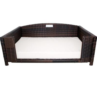 China Jialan New Product Sustainable Discount Rattan Woven Black And Brown Portable Pet Basket for sale