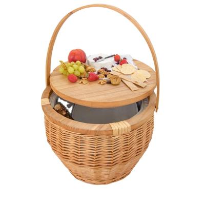 China Jialan Round Heat Preservation Bag Wicker Gift Picnic Stocked Wooden Basket for sale