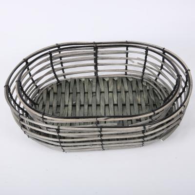 China Jialan Stored Creative Semi Wrapped Wicker Basket For Fruit Storage for sale