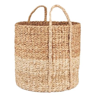 China Jialan Water Hyacinth Basket Woven Seaweed Basket Woven Laundry Storage Basket Custom Woven Storage Basket for sale