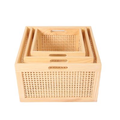 China Popular Jialan Storage Wicker Basket Woven With Checkered Wood Chips for sale