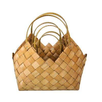 China Jialan Factory Stored Outlet Woven Wooden Hand Basket for sale