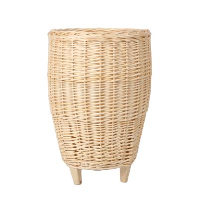 China Jialan Stored Wicker Woven Bucket Storage Basket With Wooden Support Frame for sale