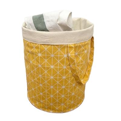 China Stocked Jialan Mustard Yellow Canvas Toys To Care For Grocery Laundry Basket for sale