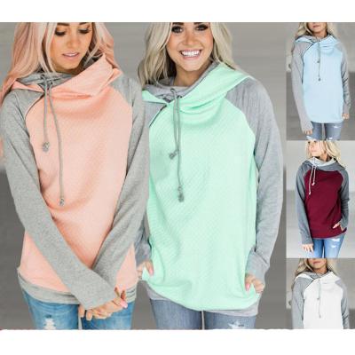 China Autumn Winter Keep Warm Women's Viable Double Hooded Sweatshirt Jessa Hoodie Collared Pullover Patchwork For Women for sale