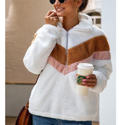 China Faux Fur Fleece Casual Jacket Fashion Coat Women Round Collar Long Sleeve Zipper Pocket Coats for sale