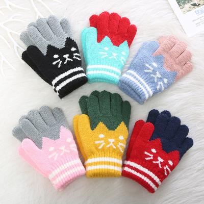 China Jacquard Customized Knit Winter Acrylic Cute Gloves For Kids Jacquard Mittens for sale