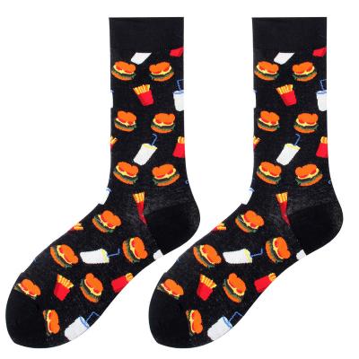 China 2021 New Fashion Sporty Jacquard Hamburger Personality Men's Long Tube Sport Socks for sale