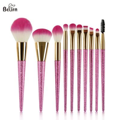 Cina Belifa new 10pcs makeup brush set for Christmas gift cosmetic pink sakura handle soft makeup brushes nylon hair cosmetic brush in vendita