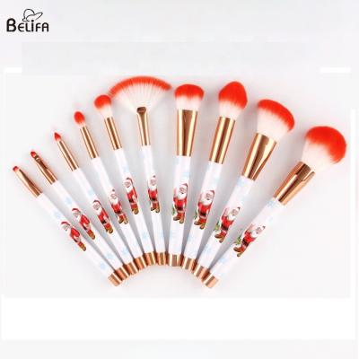 Chine Belifa New private label High quality vegan hair christmas gift makeup brushes gift box version 10pcs cosmetic brush set à vendre