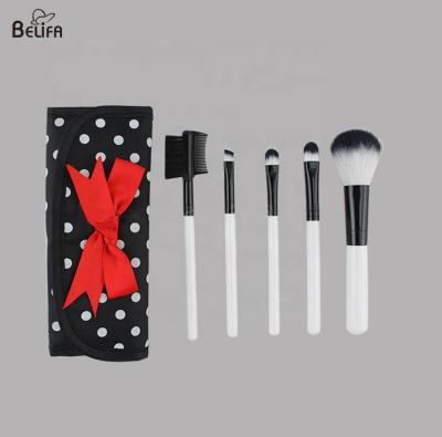 China Belifa wholesale cheap and high quality vegan synthetic hair 5 piece makeup make up brush gift set with bag for sale