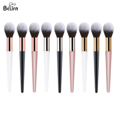 China private label rose gold silver pink vegan soft synthetic hair small foundation blush contour powder highlighter makeup brush for sale