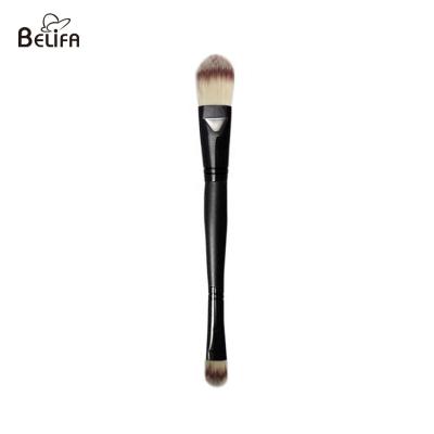 China Belifa vegan dual ended makep up foundation brush synthetic hair with wood handle for sale