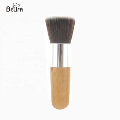 China Belifa wholesale vegan small flat top kabuki foundation or powder makeup brush with eco friendly bamboo handle for sale