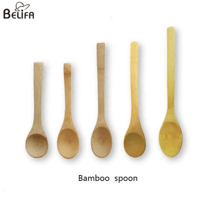 China Belifa wholesale customized LOGO facial spoon with natural bamboo handle spatula stick for cream cosmetic spoons for sale