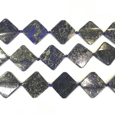 China Diy Jewelry Accessories Wholesale pure natural pyrite blue ore green crystal diagonal square rhombus healing stone DIY jewelry for sale