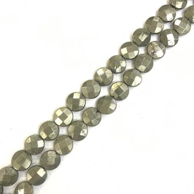 China Diy Jewelry Accessories Wholesale pure natural pyrite faceted double Bu round cake healing stone DIY jewelry for sale