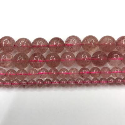 China DIY Jewelry Hand Making Wholesale natural crystal pink crystal jewelry beads strawberry crystal long chain loose beads for sale