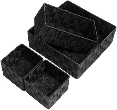 China Viable factory direct 4 pack woven storage box cube basket bin container box, storage nylon basket for cabinet for sale