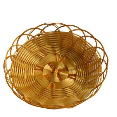 China Factory Direct Stocked Storage Handmade Handmade Woven Plastic Basket For Display Fruit And Bread for sale