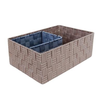 China Factory direct stocked polypropylene fiber storage handmade woven basket for sundries for sale