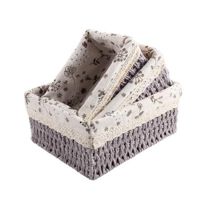 China Good Quality Sustainable Handmade Paper Material Rope Woven Baskets For Collected In House Gifts Storage Basket for sale