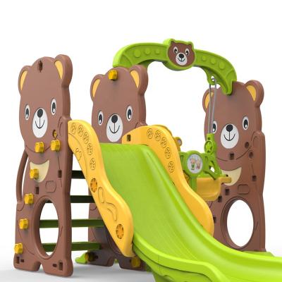 China Cheap Double Kids Plastic Slide And Swing Toys 3 In 1 Combine Plastic Slides Kids Indoor Playground for sale