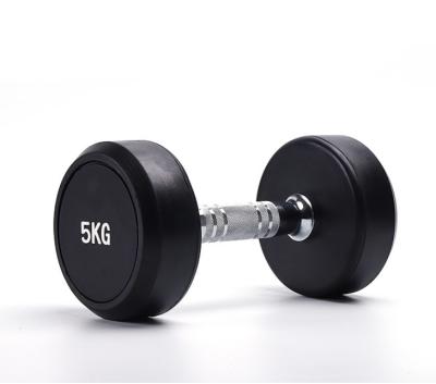 China Durable Wholesale Black Rubber Round Dumbbell Dumbbell 5/10/50KG Home Gym Rubber Coated Dumbbell Set for sale