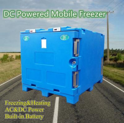 China DC24V Commercial Mobile Refrigeration Transport Bin Portable Freezing Cooling Refrigeration Bin Stainless/Main Cooler Box for sale