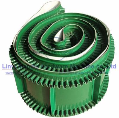 China Hotels PVC/PU Green Conveyor Belt Side Wall Conveyor Heat Resistant PVC Belt With Cleat for sale