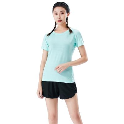 China New Breathable Women's Custom Logo Slim Yoga Short Sleeve T-shirt Tops Workout Breathable Running Gym Quick Dry Sports for sale