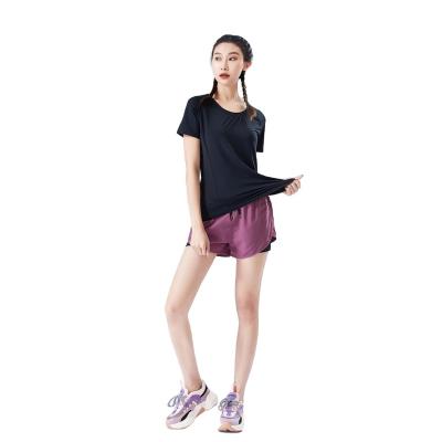 China High Quality Fitness T-shirt Custom Women's Activewear Black Breathable Sports Tops Short Sleeve Yoga T-shirt for sale