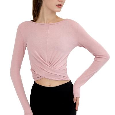 China Breathable Custom Women Long Sleeve Yoga Tops Wholesale Active Workout Sports Shirt Women Fitness Wear T-shirt Girls for sale