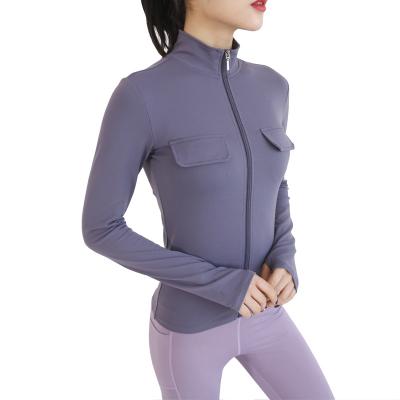 China New Arrival Breathable Plus Size Sport Wear Slim Fit Yoga Tops Zipper-Up Jacket Women Workout Jackets for sale