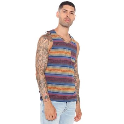 China Mens Multi Color Slim Fit Crewneck Pocket Detail All Over Jacquard Print Tank Top for sale