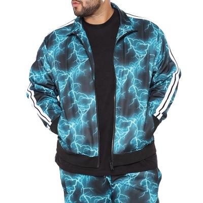 China New Arrival Plus Size All Over Print Logo Edge Ribbed Mens Slim Fit Track Jacket Plus Size Jogger Tops for sale