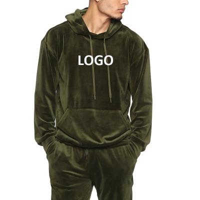 China High quality anti-shrink logo men's embroidery velvet olive blank hoodie plus size velvet sweatshirt tiktok for sale