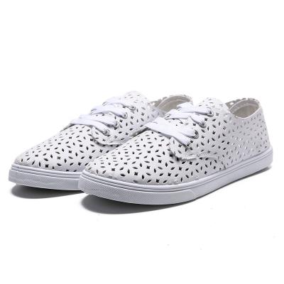 China Anti-odor Women's Fashion PU Leather Sneakers Tops Low Top Lace Up Canvas Shoes for sale