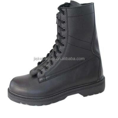 China 8 Inch Outdoor Tactical Black Smooth Cowhide Shoes United States Popular Front Zipper Leather Rubber Sole Combat Boots for sale