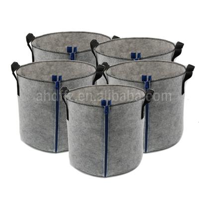 China Eco-Friendly 3 Gallon Grow Bag Nonwoven Handle Grow Pots With Blue Zipper for sale