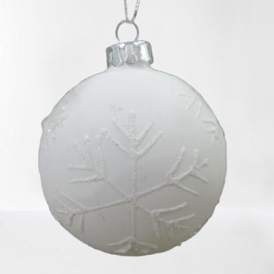 China Hand Painted Matte White Christmas Ball Tree Glass Ball Hanging Christmas Decoration / Christmas Supplies for sale