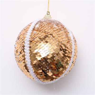 China 10cm Plastic Plastic Christmas Ball With Sequin For Christmas Tree Hanging Decoration for sale