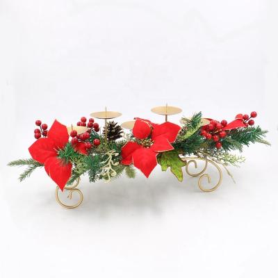 China PVC Christmas Wreath Christmas Decoration Candlestick Christmas Wreath with Candle Holders for sale