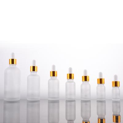 China 5ml 10ml 15ml 20ml 30ml 50ml 100ml Matte Glass Dropper Bottles With Gold Collar Essential Oil Bottle Beard Oil Cosmetic Dropper Bottle for sale