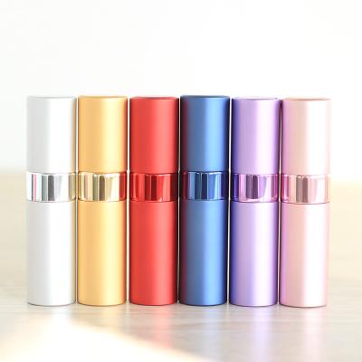 China High Quality Cosmetic Portable Empty Aluminum Refillable Pocket Essential Oil Atomizer 8ml Small Round Glass Perfume Spray Bottles Serum for sale