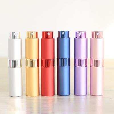 China 8ml Metal Travel Cosmetic High Quality Portable Luxury Empty Small Twist Spray Refillable Aluminum Perfume Bottle With Atomizer for sale