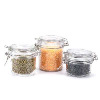 China Sustainable Airtight Lid Jam Bottle Storage Glass Bottles Candy Glass Jar With Lid for sale