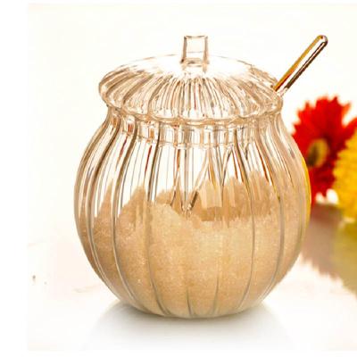 China 300ml 650ml Professional Viable Spherical Design Relief Luxury Sugar Bowl Glass Jar for sale