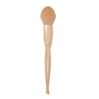 China Angular Blush High Quality Beige Makeup Brush With Box Plastic Synthetic Hair Makeup Brush OEM Handle Custom Logo for sale