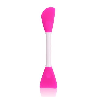 China Soft Mini Food Grade Makeup Brush Dual Head Fan Brush Silicone Mask Facial Beauty Make Up Brush Beauty Skin Care Tool for sale